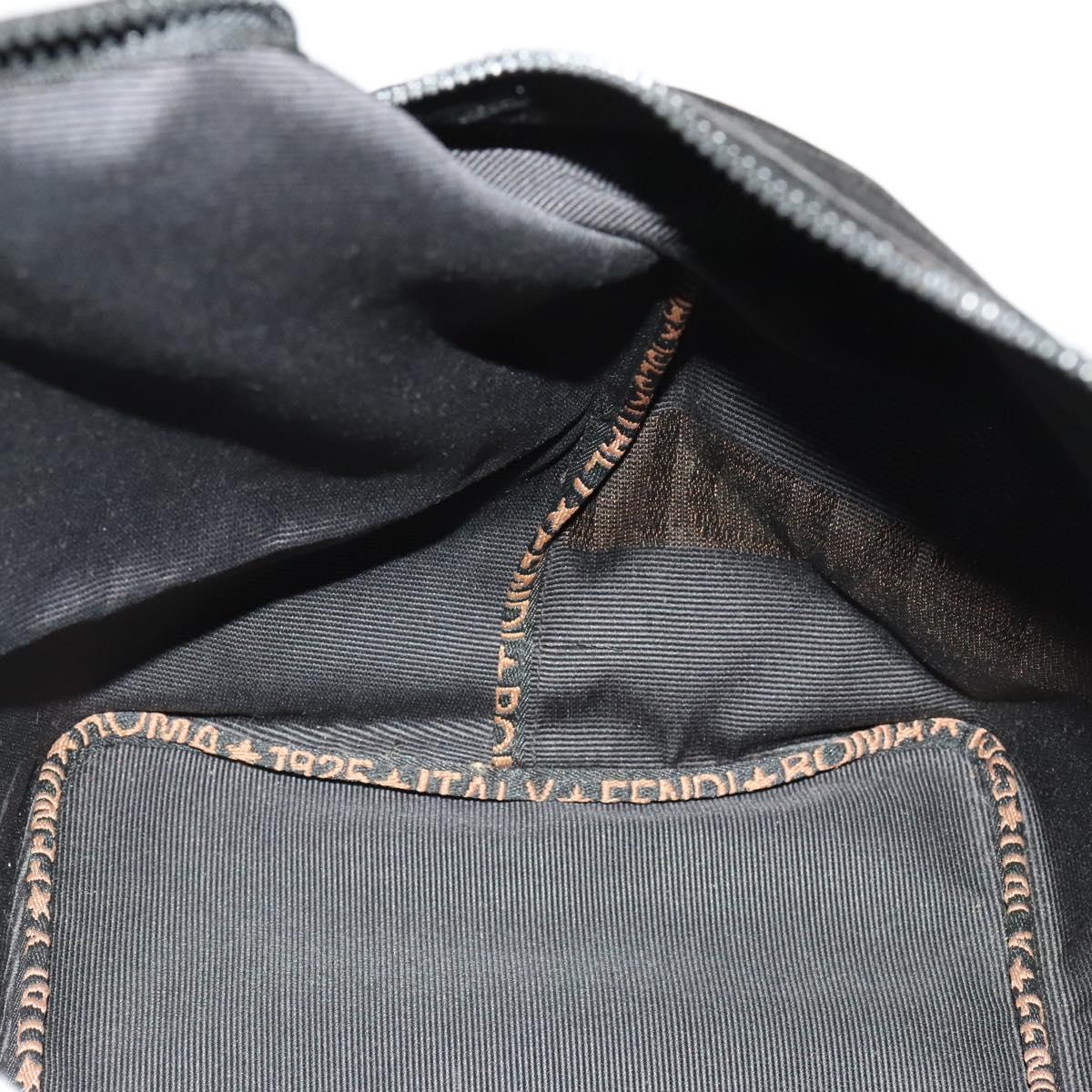 FENDI Shoulder Bag Nylon Black Gold Auth bs24463