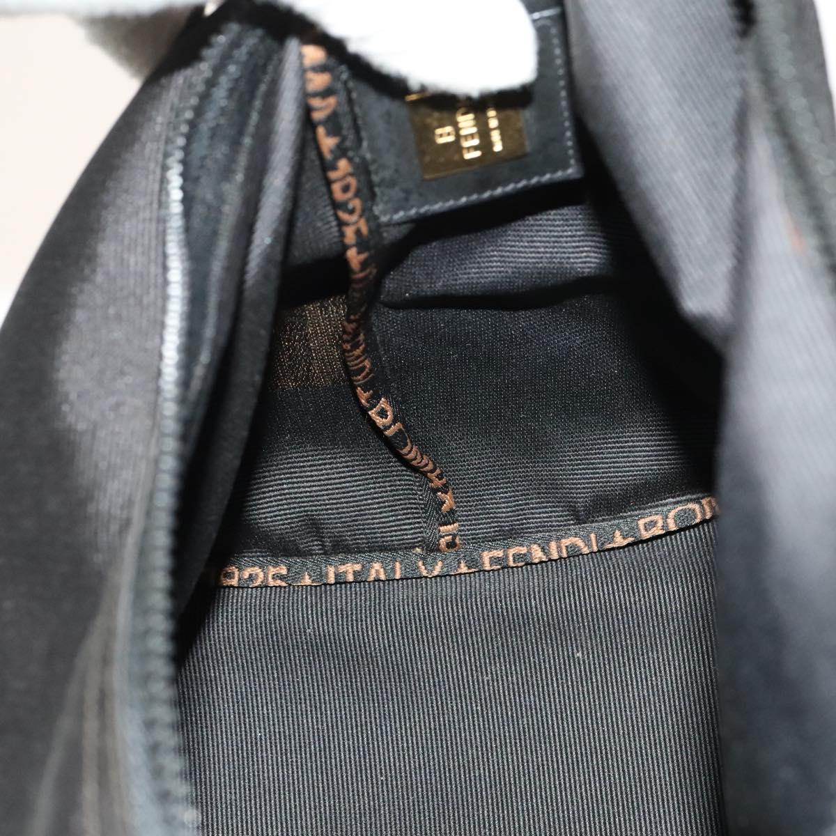 FENDI Shoulder Bag Nylon Black Gold Auth bs24463