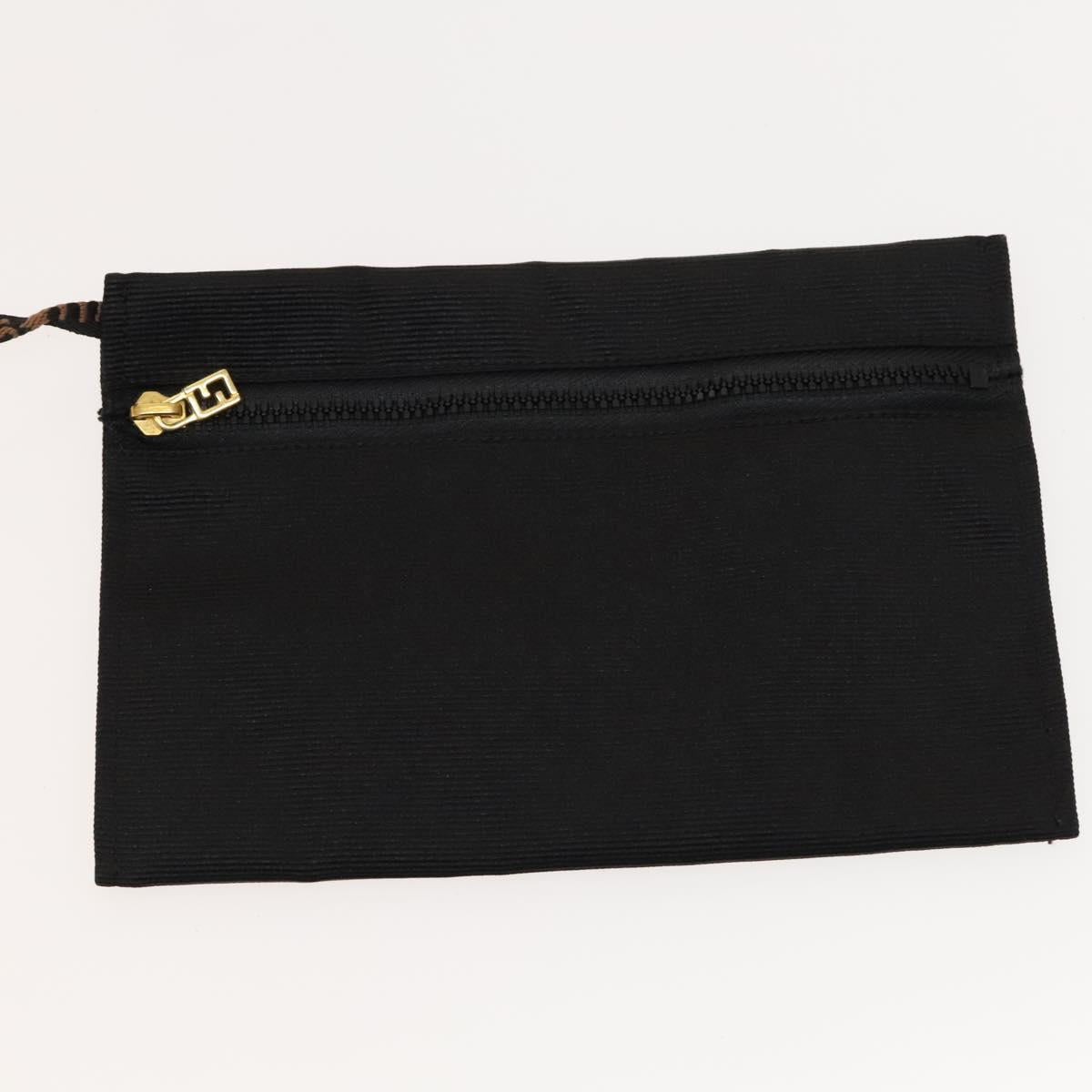 FENDI Shoulder Bag Nylon Black Gold Auth bs24463