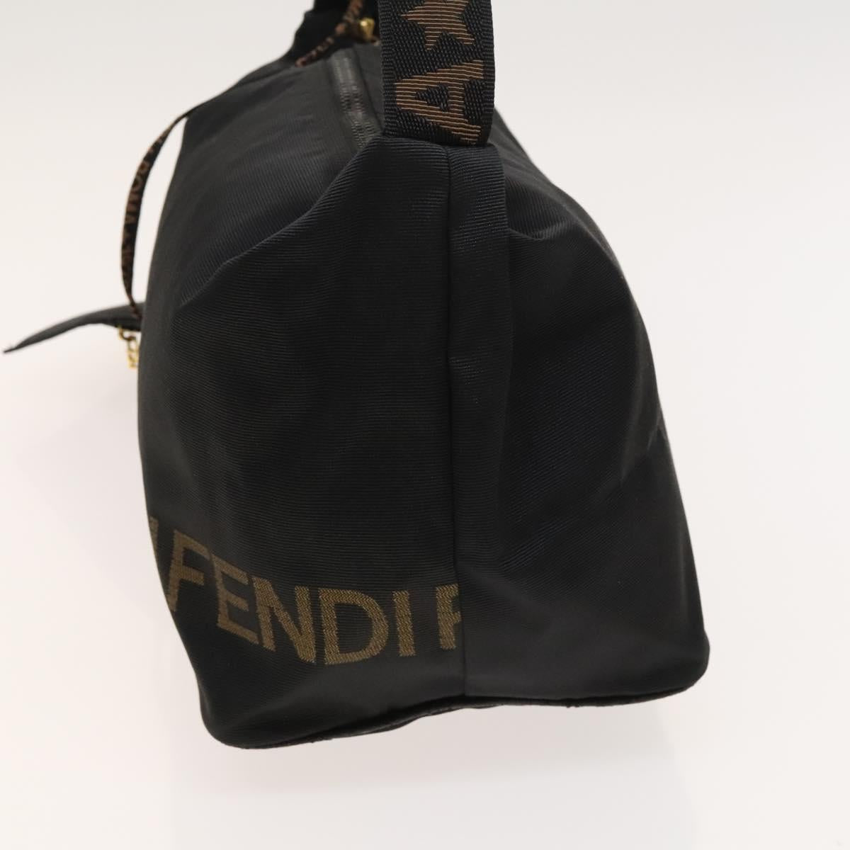 FENDI Shoulder Bag Nylon Black Gold Auth bs24463