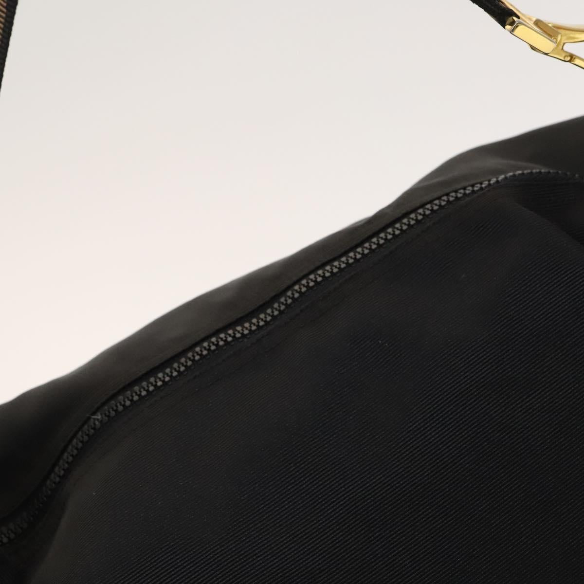 FENDI Shoulder Bag Nylon Black Gold Auth bs24463