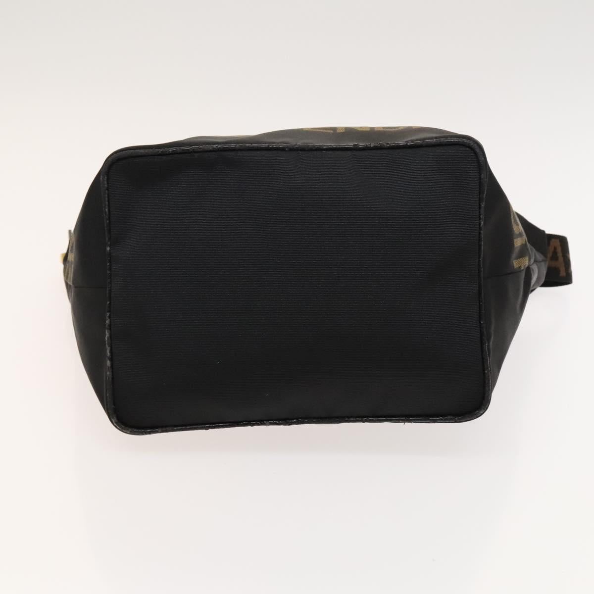 FENDI Shoulder Bag Nylon Black Gold Auth bs24463