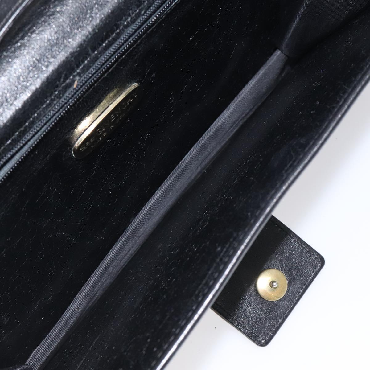 GIVENCHY Shoulder Bag Leather Black Gold Auth bs24469