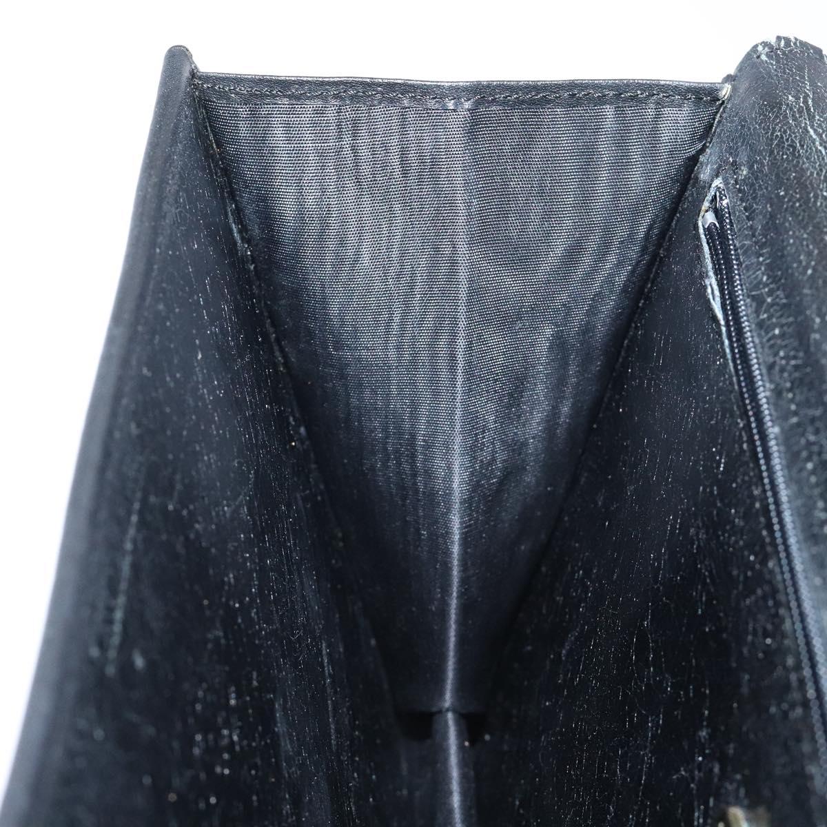 GIVENCHY Shoulder Bag Leather Black Gold Auth bs24469