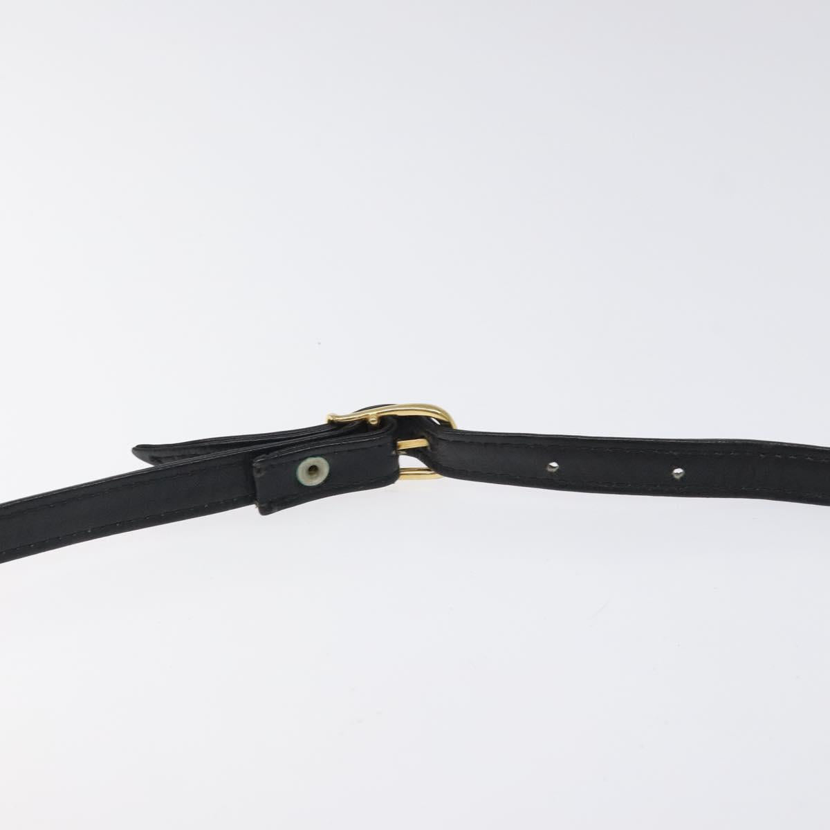 GIVENCHY Shoulder Bag Leather Black Gold Auth bs24469