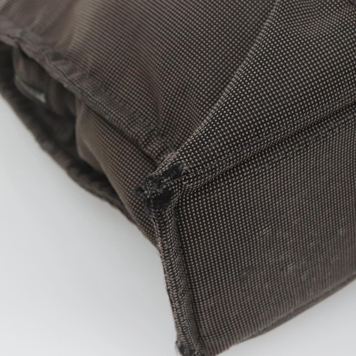 HERMES Her Line MM Hand Bag Canvas Gray Silver Auth bs24473