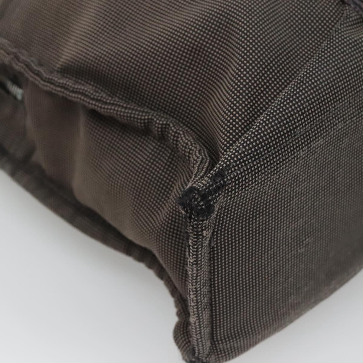 HERMES Her Line MM Hand Bag Canvas Gray Silver Auth bs24473