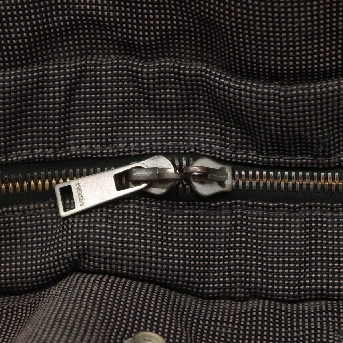 HERMES Her Line MM Hand Bag Canvas Gray Silver Auth bs24473