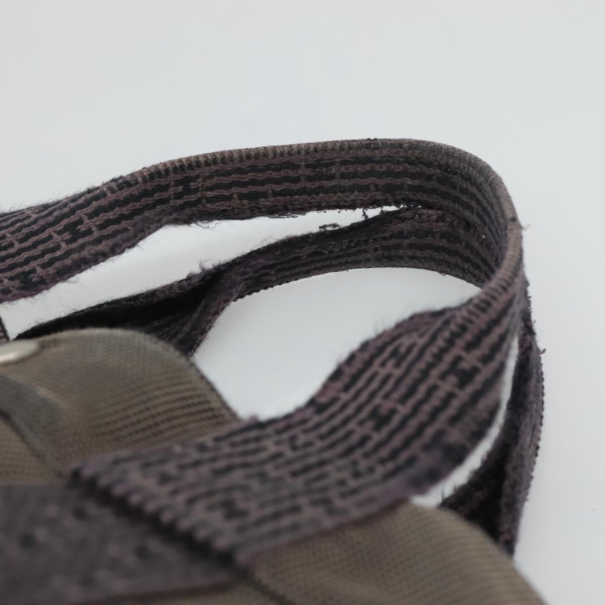 HERMES Her Line MM Hand Bag Canvas Gray Silver Auth bs24473