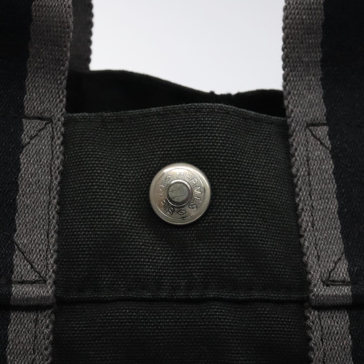 HERMES Fourre Tout PM Hand Bag Canvas Black Silver Auth bs24474