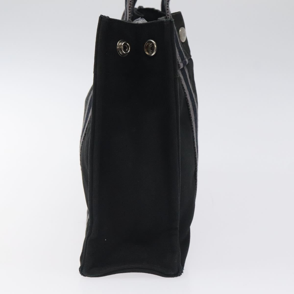 HERMES Fourre Tout PM Hand Bag Canvas Black Silver Auth bs24474