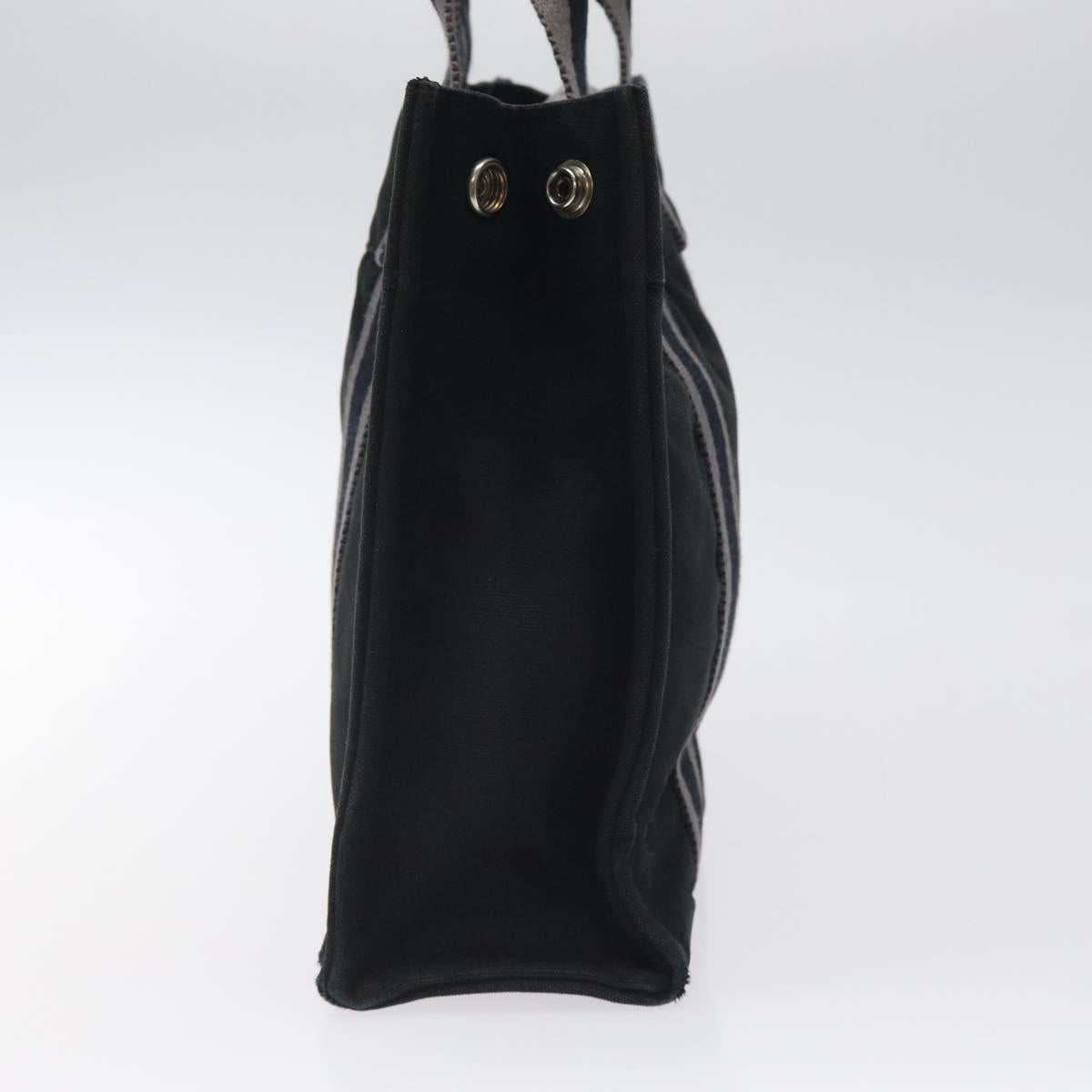 HERMES Fourre Tout PM Hand Bag Canvas Black Silver Auth bs24474