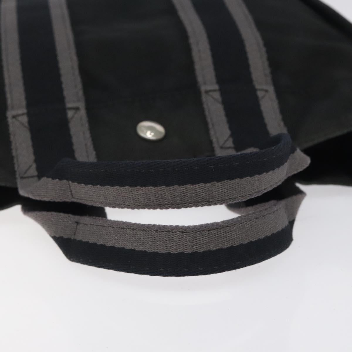 HERMES Fourre Tout PM Hand Bag Canvas Black Silver Auth bs24474
