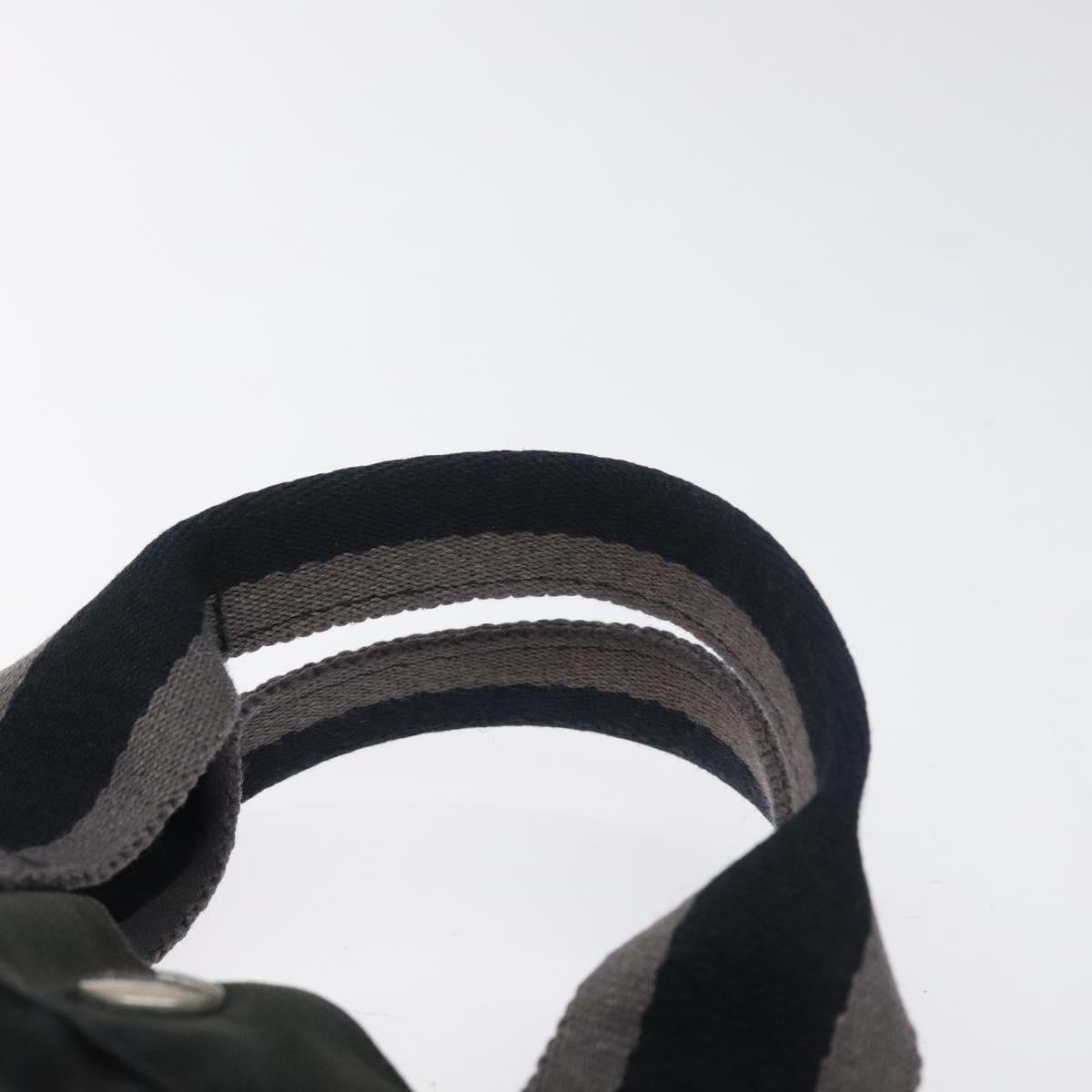 HERMES Fourre Tout PM Hand Bag Canvas Black Silver Auth bs24474