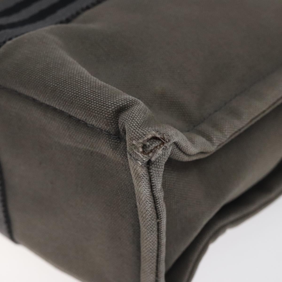 HERMES Fourre Tout PM Hand Bag Canvas Black Gray Silver Auth bs24475