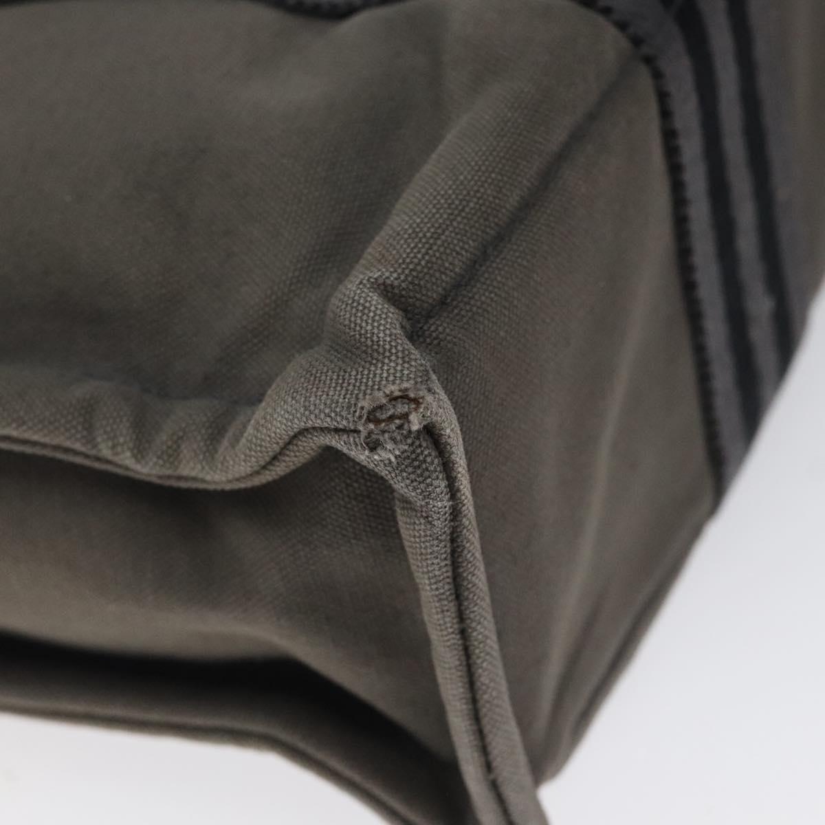 HERMES Fourre Tout PM Hand Bag Canvas Black Gray Silver Auth bs24475