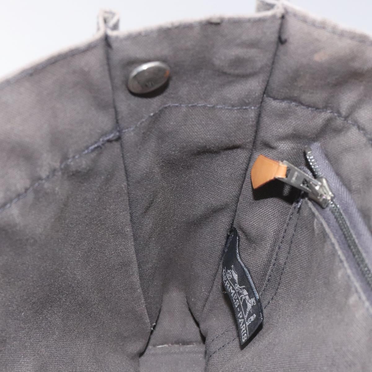 HERMES Fourre Tout PM Hand Bag Canvas Black Gray Silver Auth bs24475