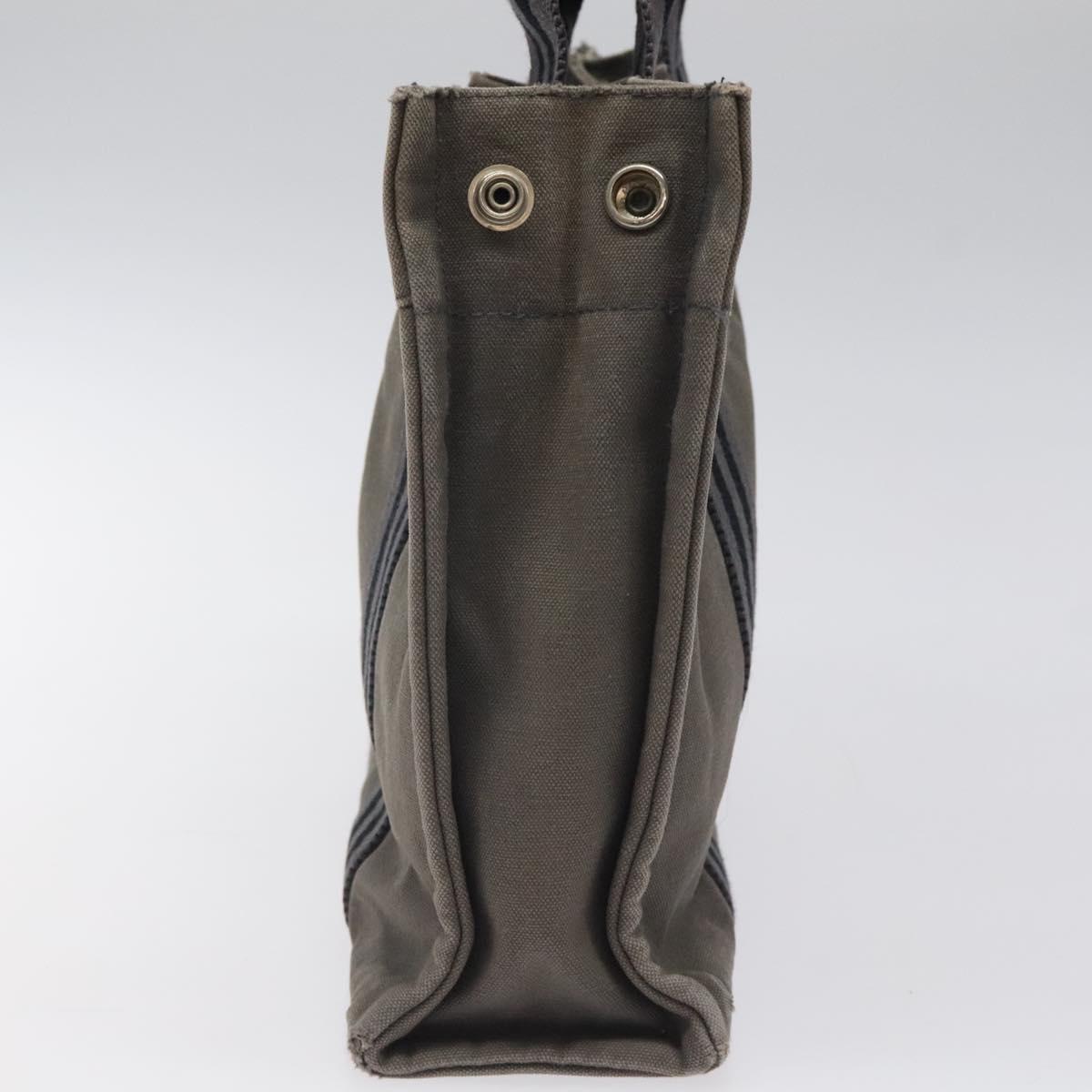 HERMES Fourre Tout PM Hand Bag Canvas Black Gray Silver Auth bs24475