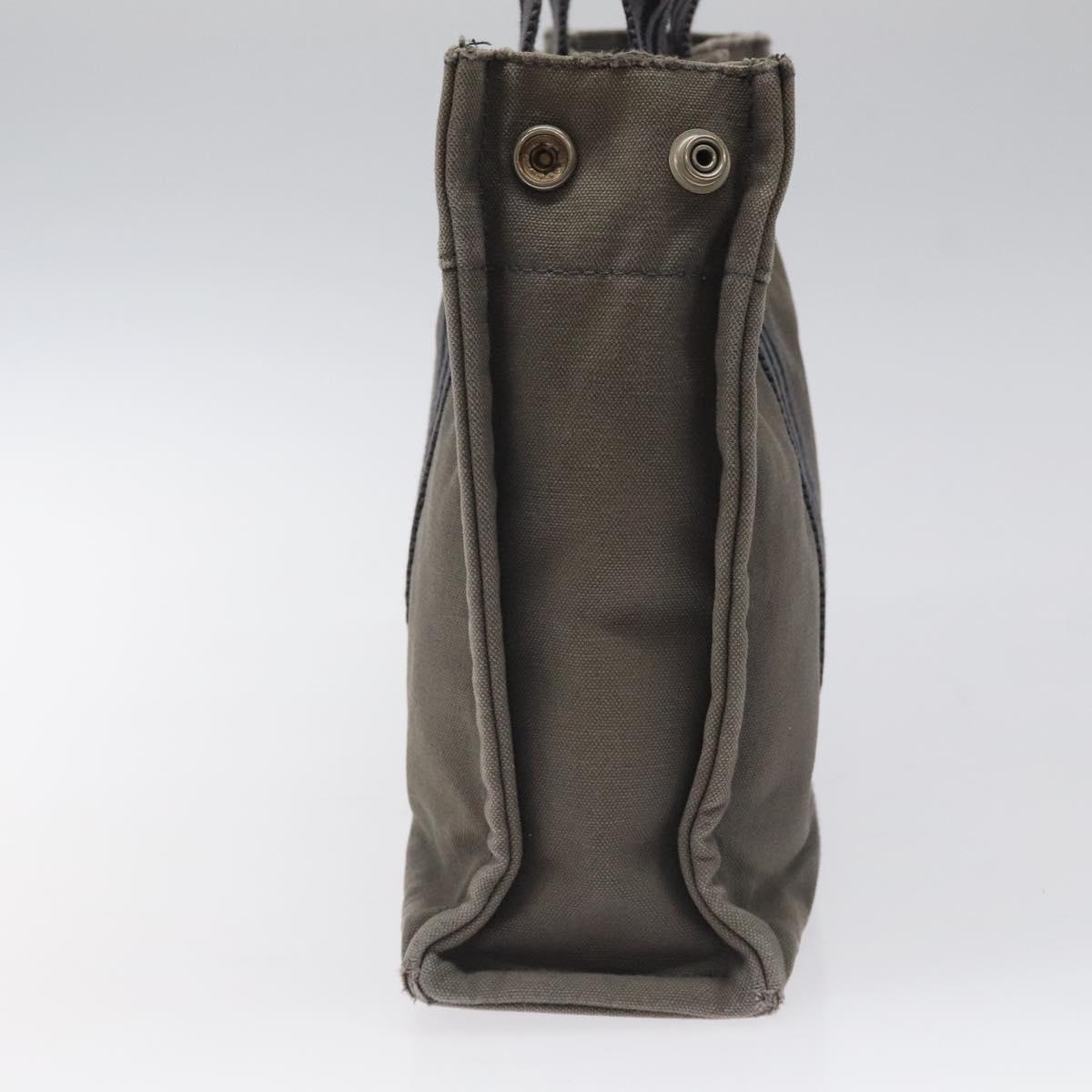 HERMES Fourre Tout PM Hand Bag Canvas Black Gray Silver Auth bs24475