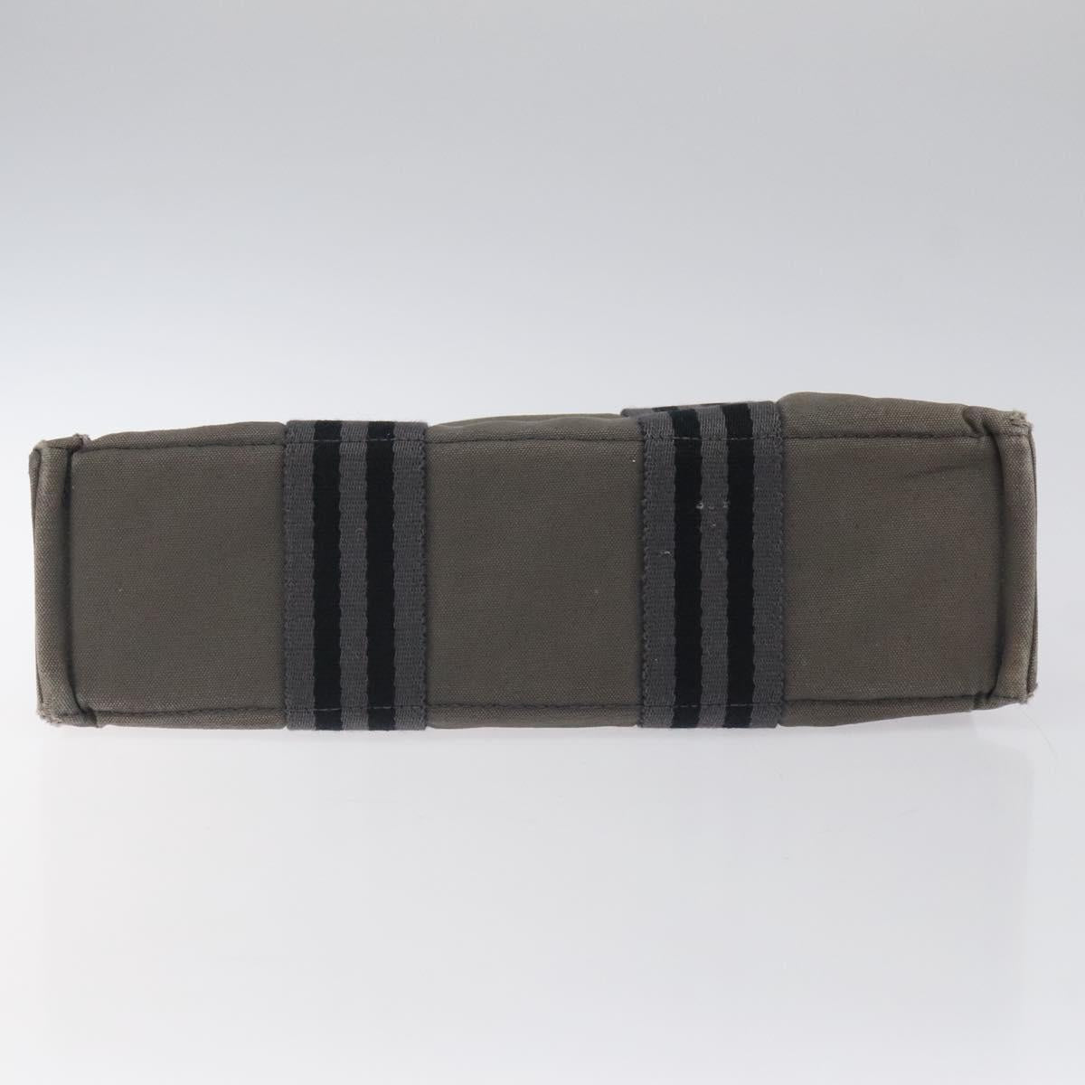 HERMES Fourre Tout PM Hand Bag Canvas Black Gray Silver Auth bs24475