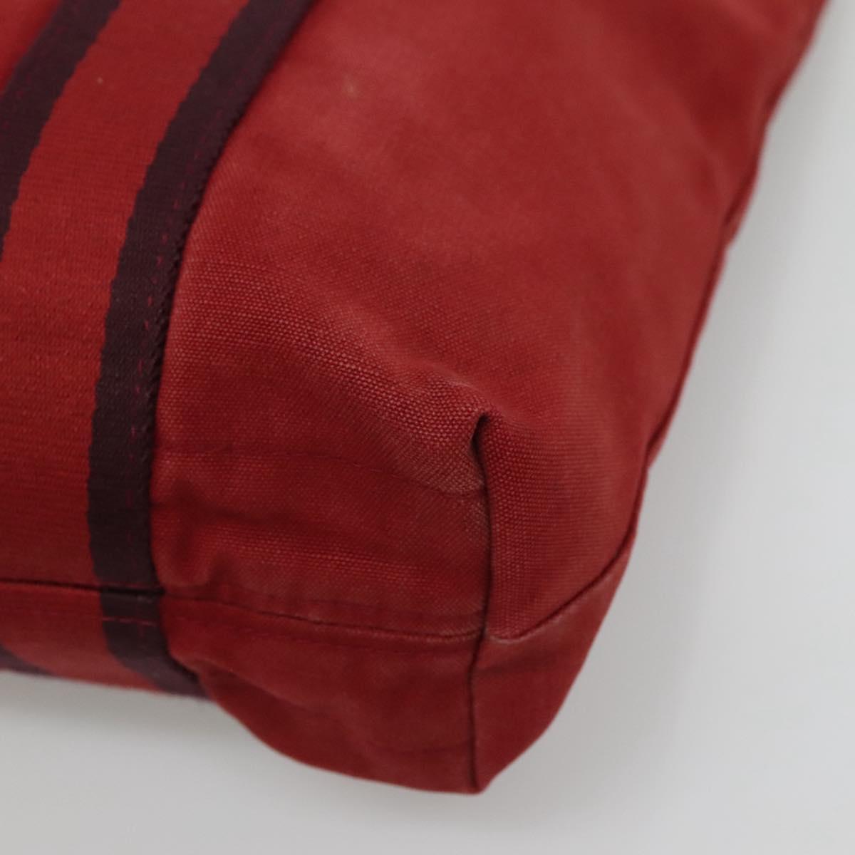 HERMES Fourre Tout cabas Tote Bag Canvas Red Navy Auth bs24477