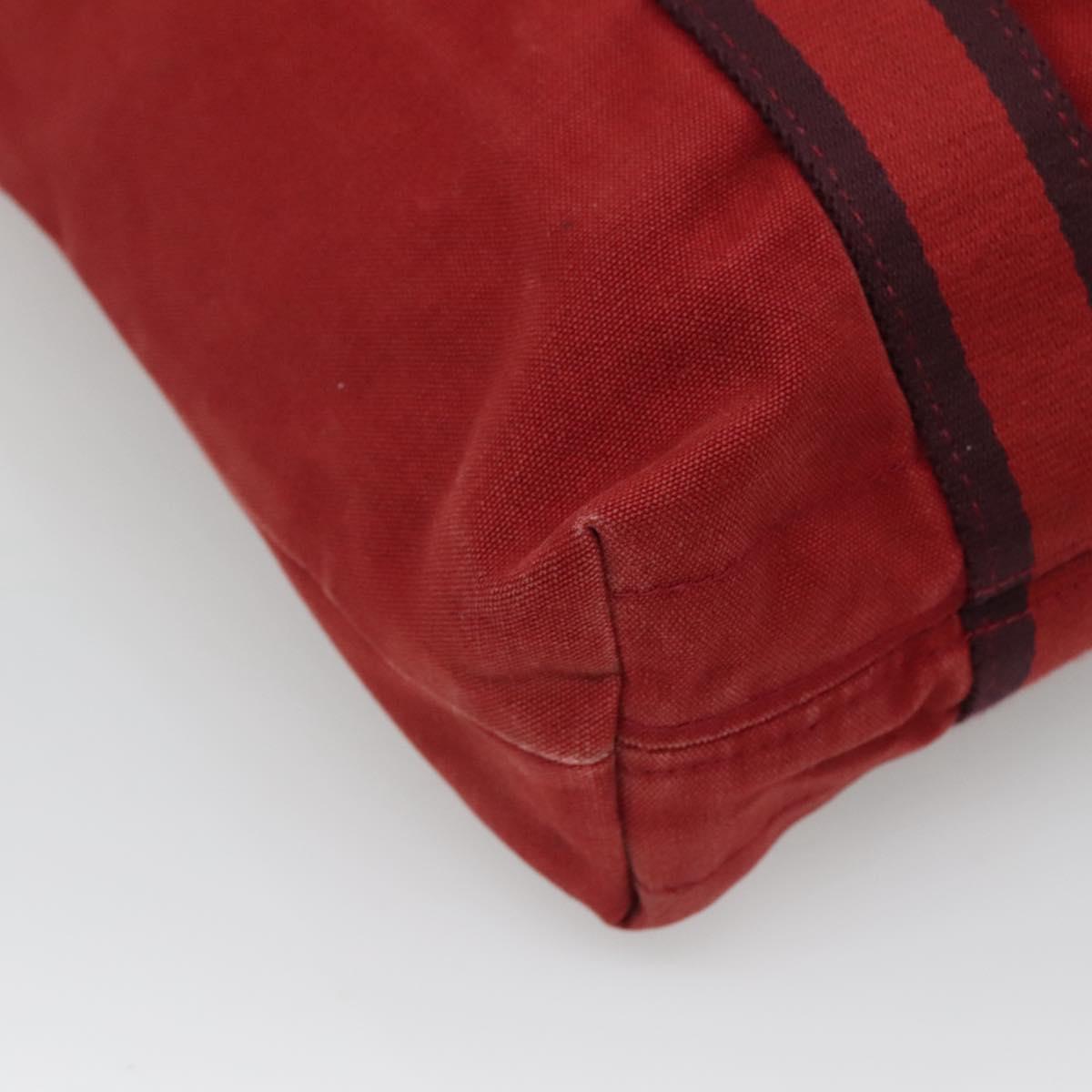 HERMES Fourre Tout cabas Tote Bag Canvas Red Navy Auth bs24477