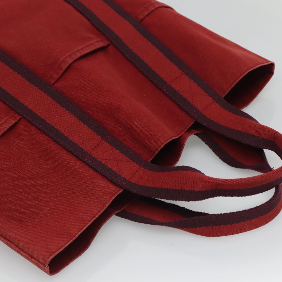 HERMES Fourre Tout cabas Tote Bag Canvas Red Navy Auth bs24477