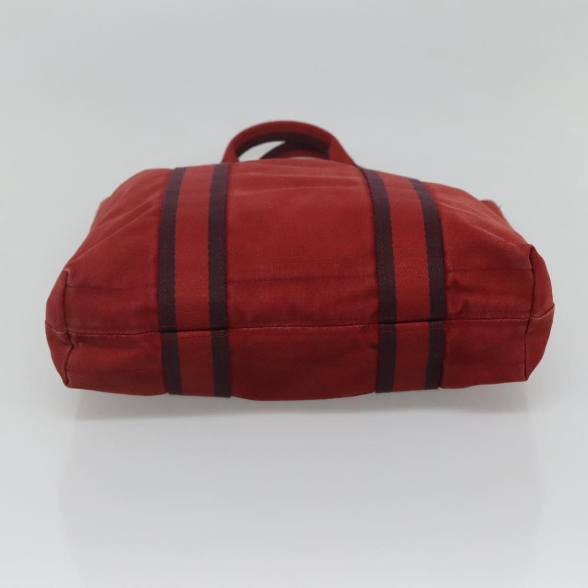 HERMES Fourre Tout cabas Tote Bag Canvas Red Navy Auth bs24477