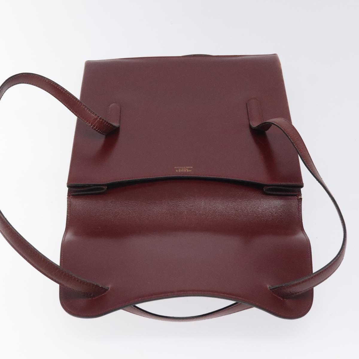 HERMES Shoulder Bag Leather Red Auth bs24478