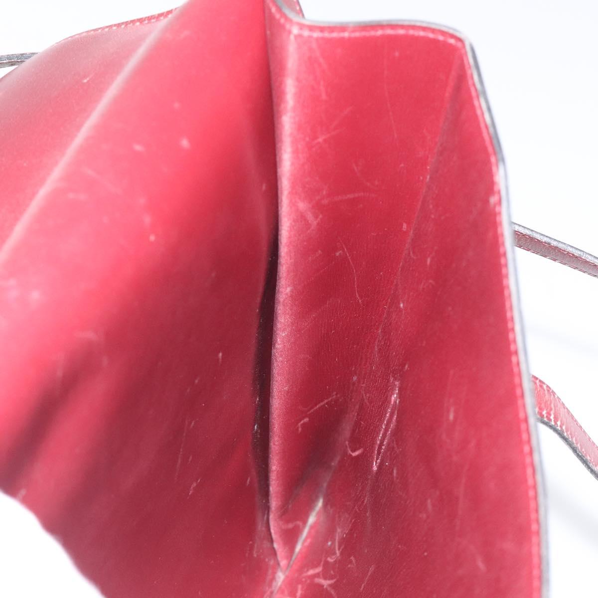 HERMES Shoulder Bag Leather Red Auth bs24478