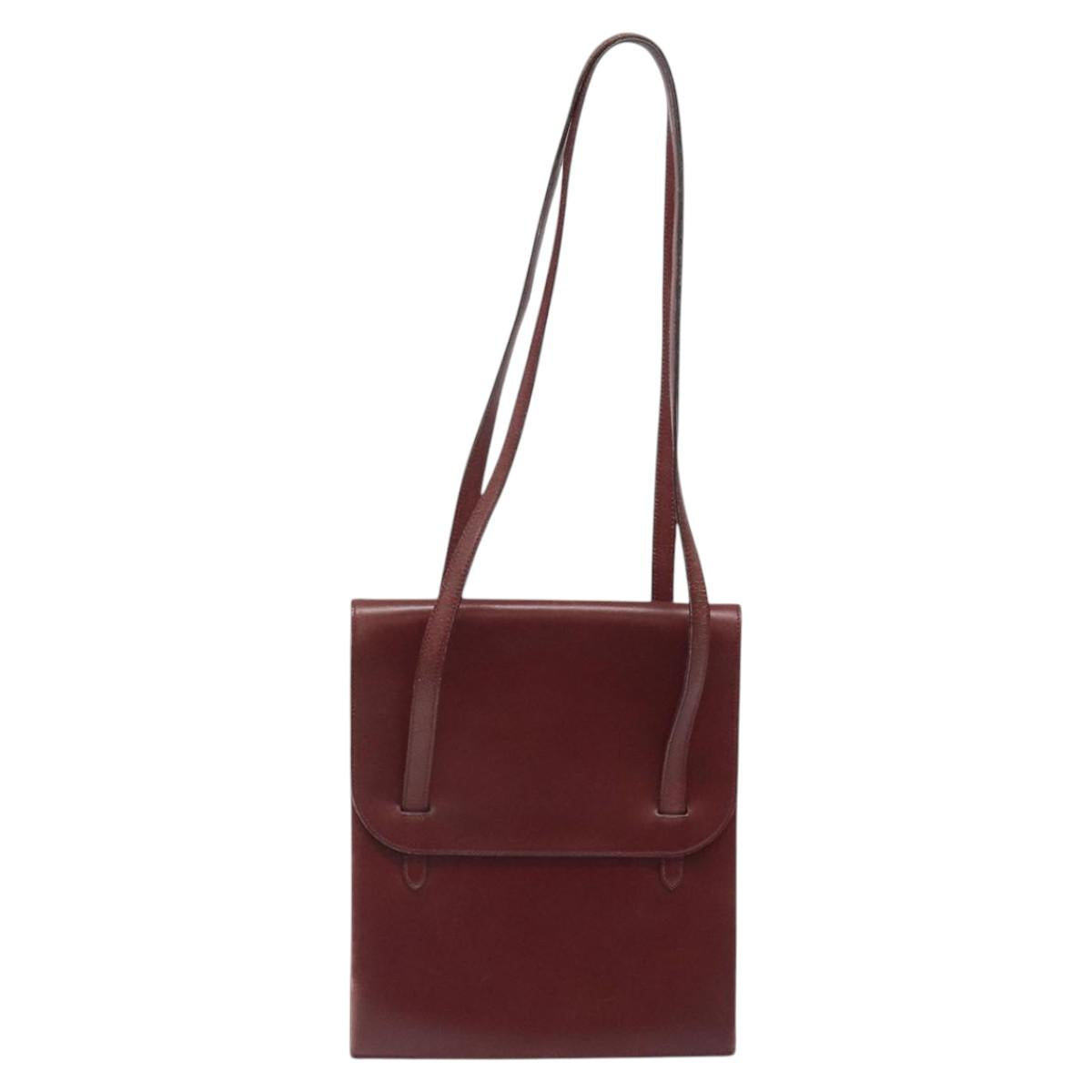 HERMES Shoulder Bag Leather Red Auth bs24478