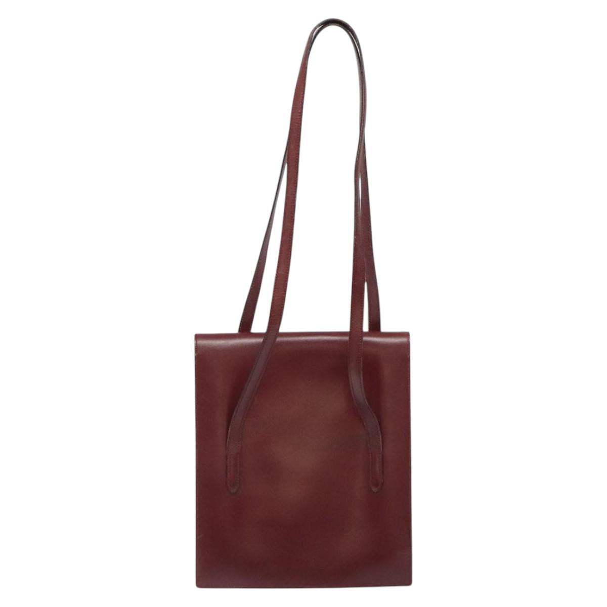 HERMES Shoulder Bag Leather Red Auth bs24478