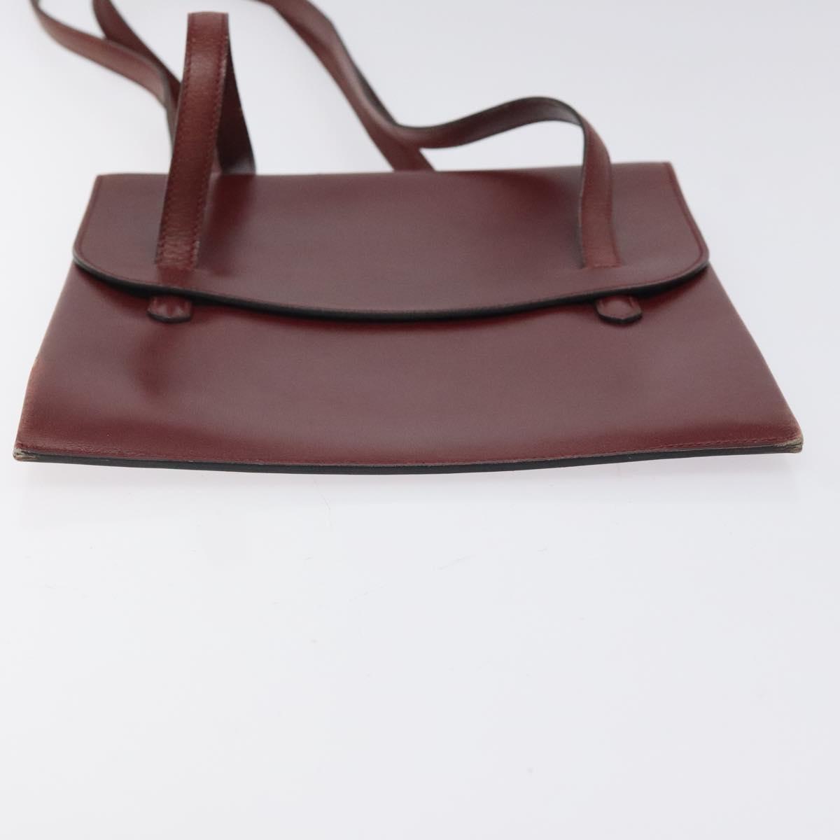 HERMES Shoulder Bag Leather Red Auth bs24478