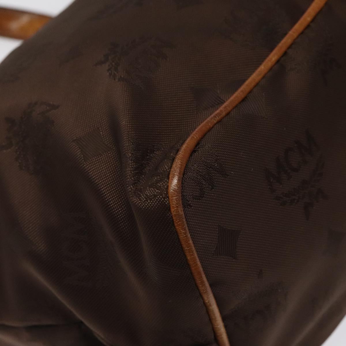 MCM Logogram Vicetos Hand Bag Nylon Brown Gold Auth bs24481