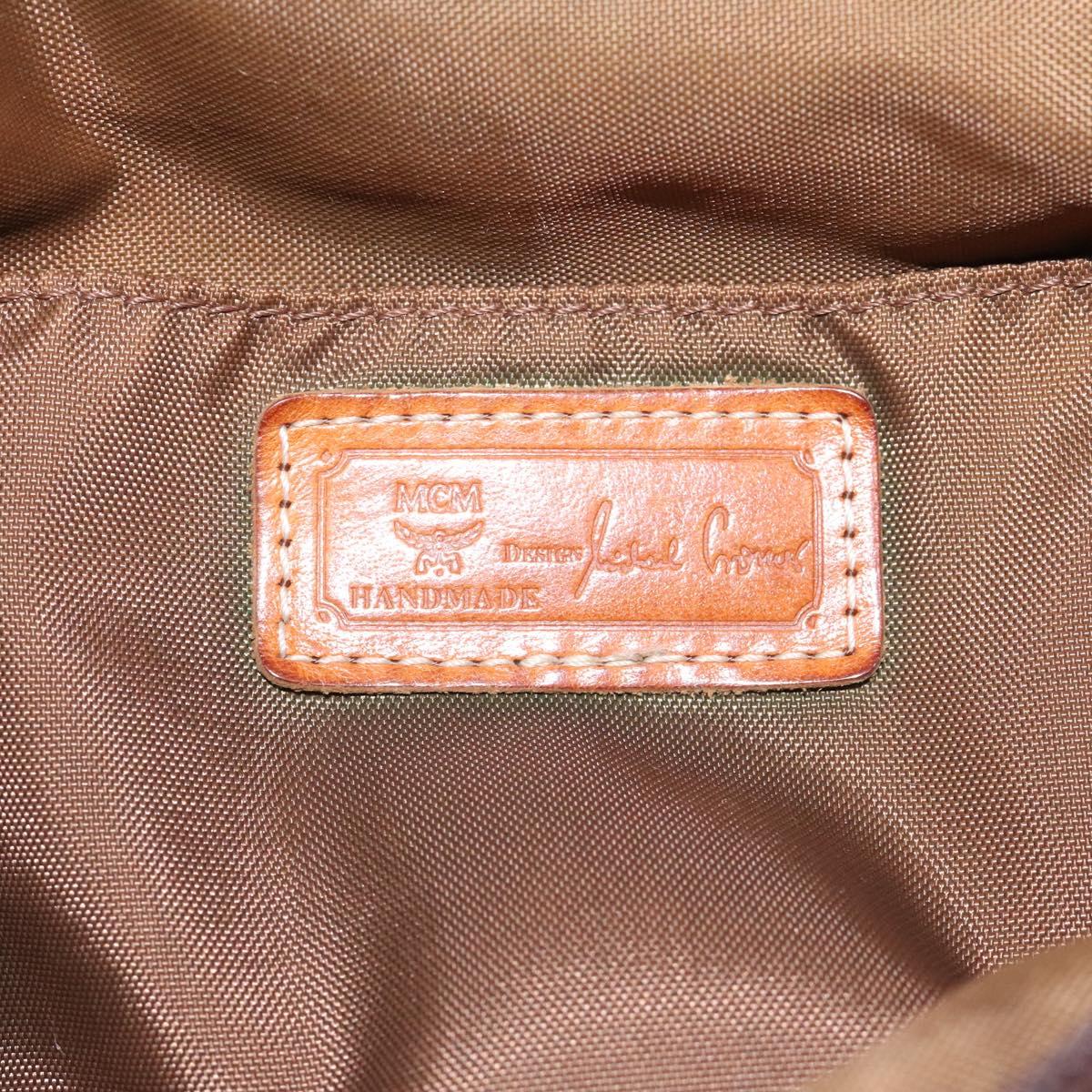 MCM Logogram Vicetos Hand Bag Nylon Brown Gold Auth bs24481