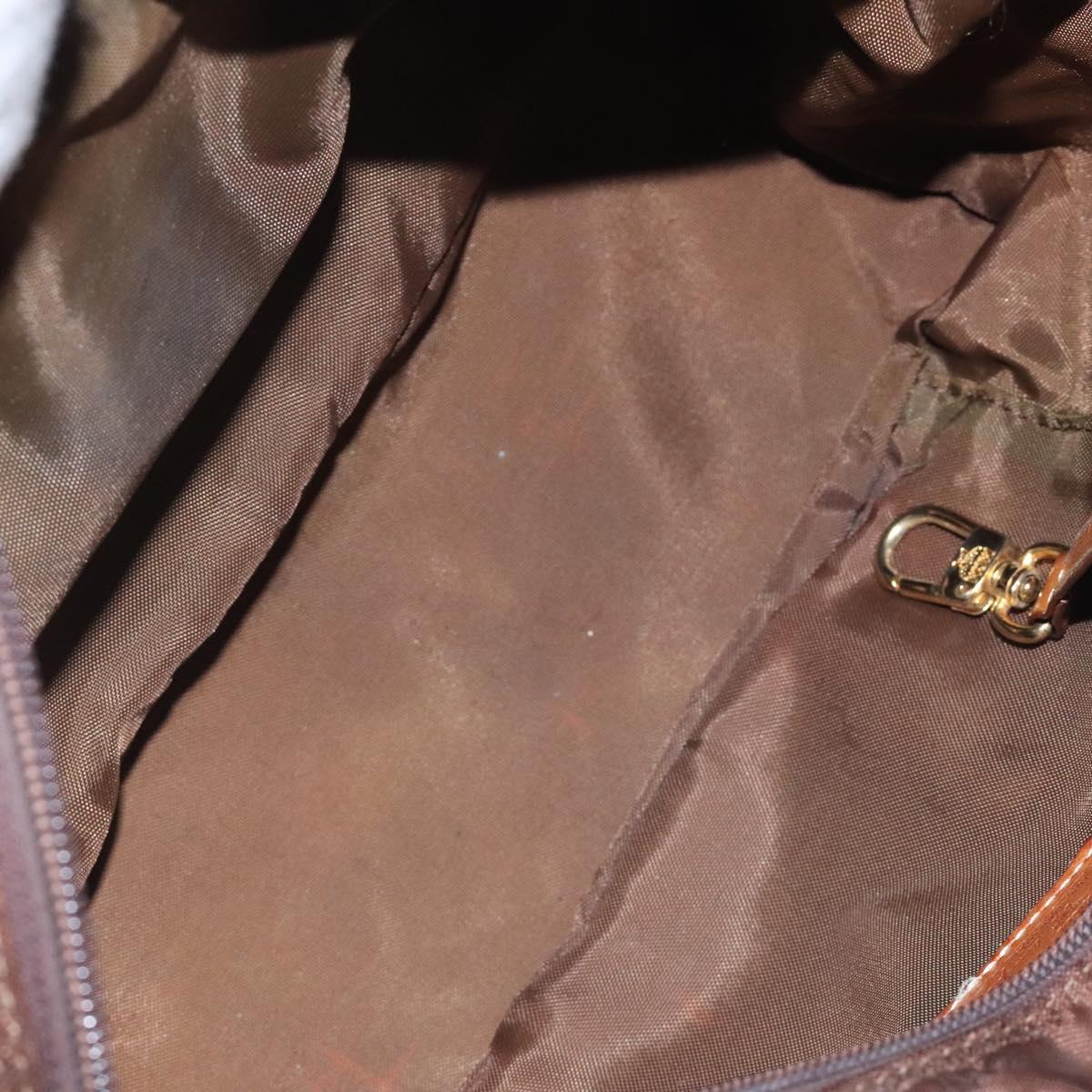 MCM Logogram Vicetos Hand Bag Nylon Brown Gold Auth bs24481