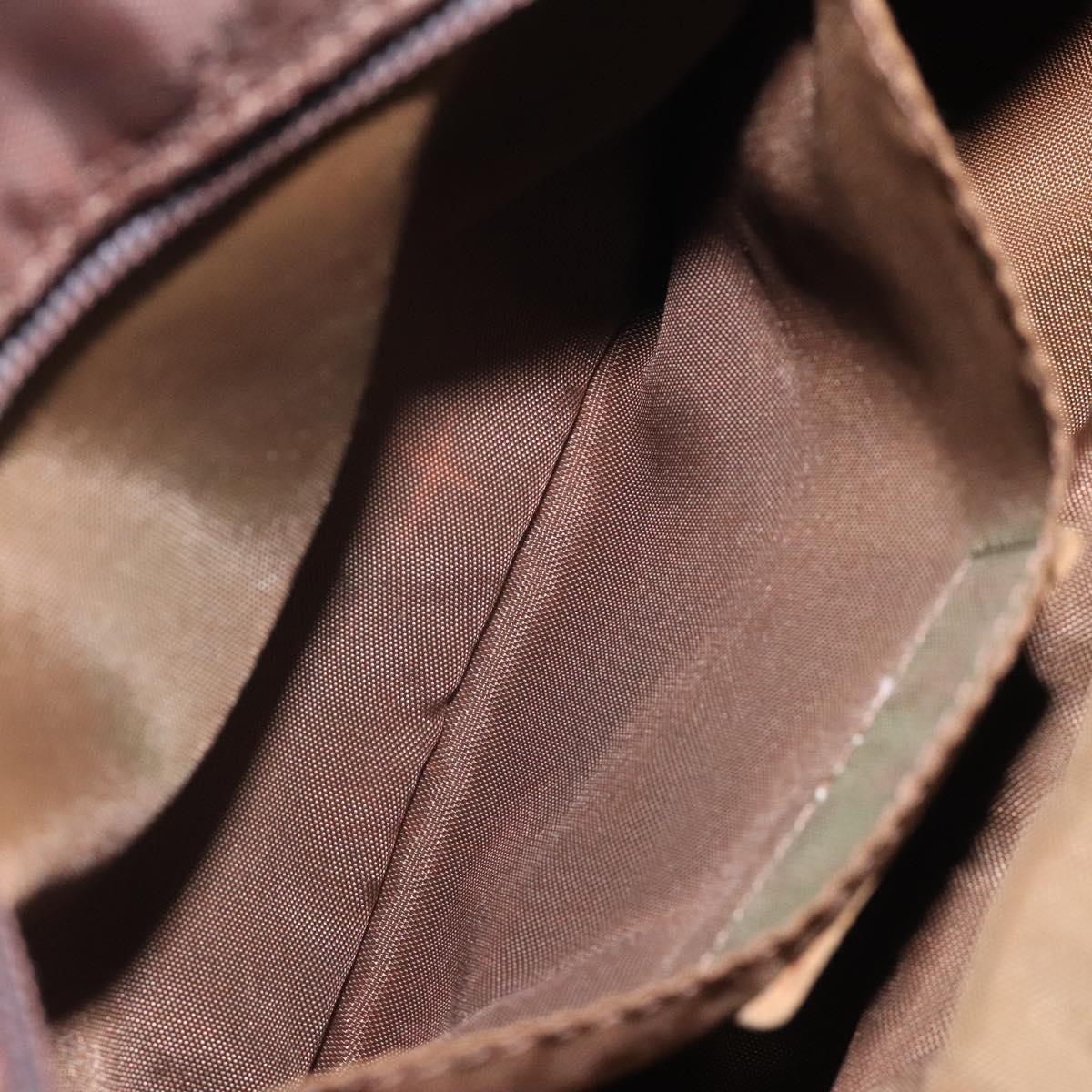 MCM Logogram Vicetos Hand Bag Nylon Brown Gold Auth bs24481