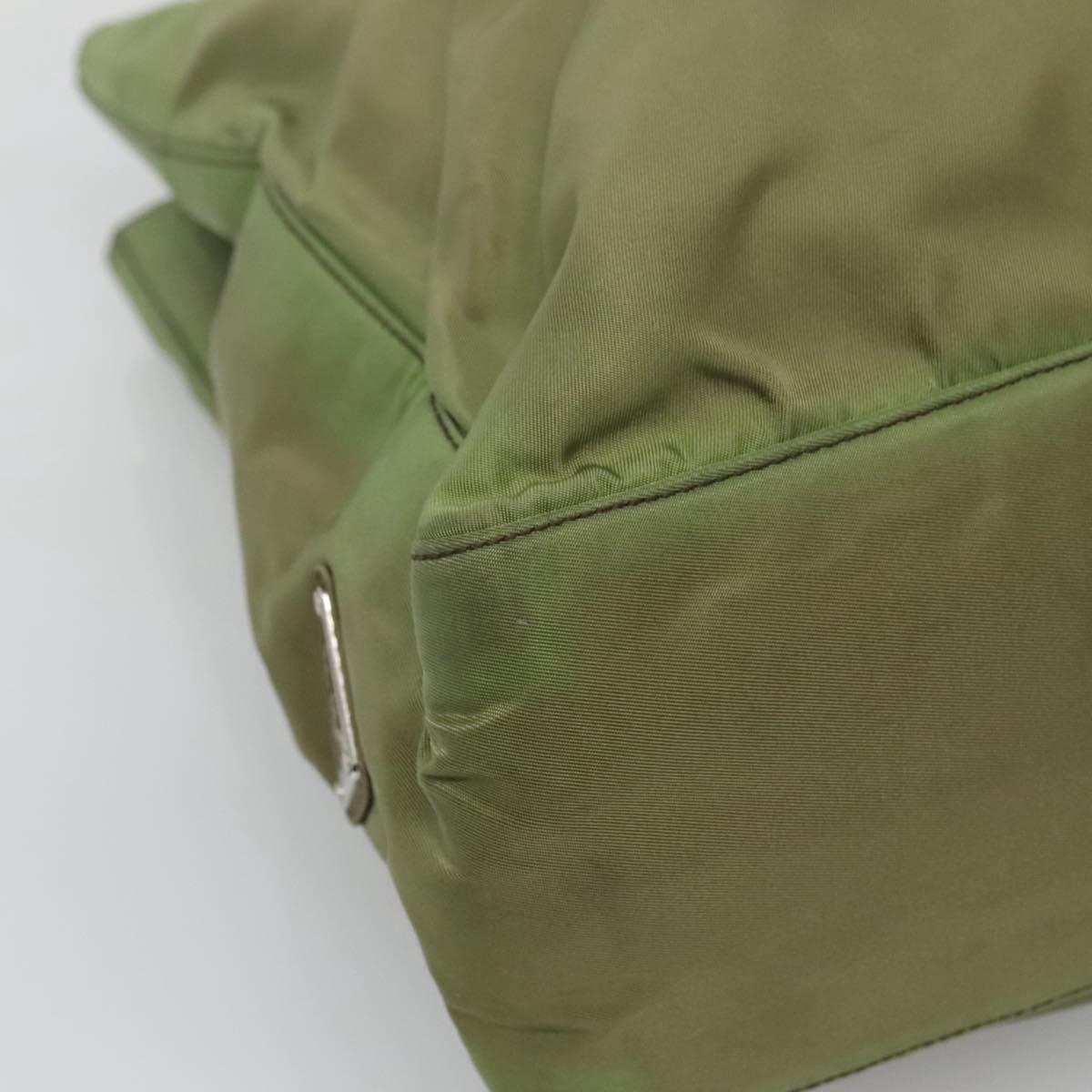 PRADA Shoulder Bag Nylon Khaki Silver Auth bs24489