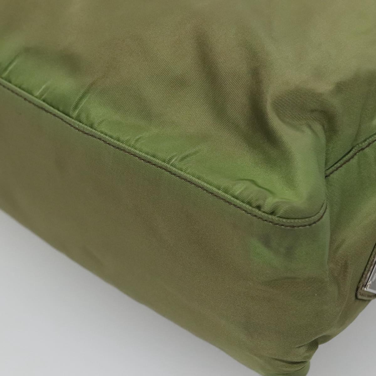 PRADA Shoulder Bag Nylon Khaki Silver Auth bs24489