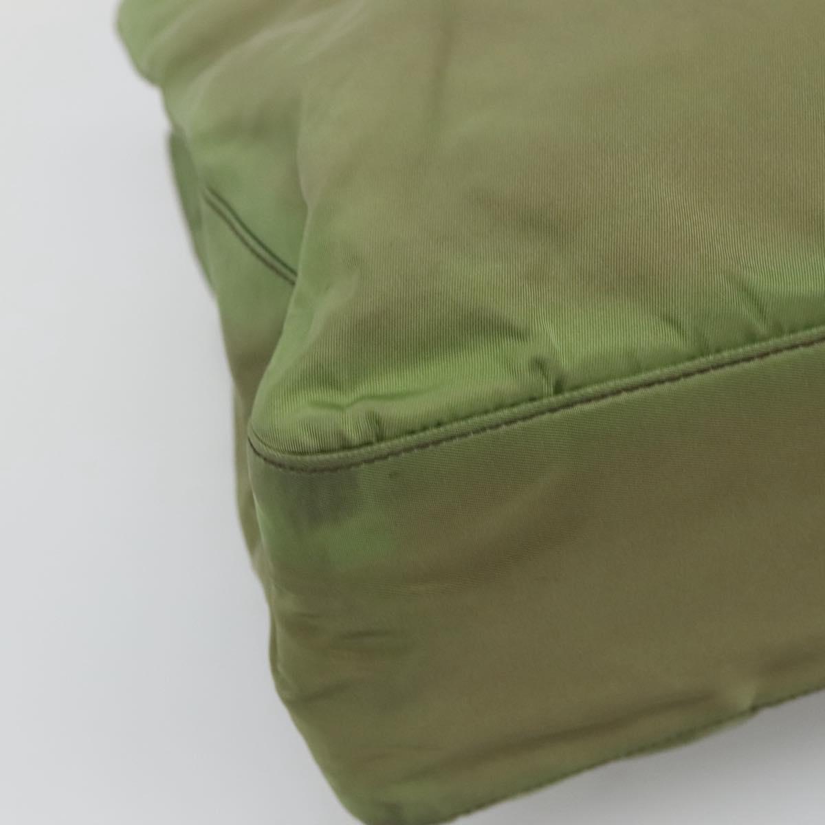 PRADA Shoulder Bag Nylon Khaki Silver Auth bs24489