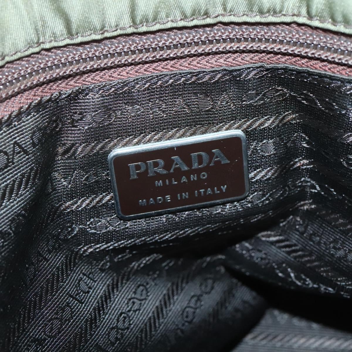 PRADA Shoulder Bag Nylon Khaki Silver Auth bs24489