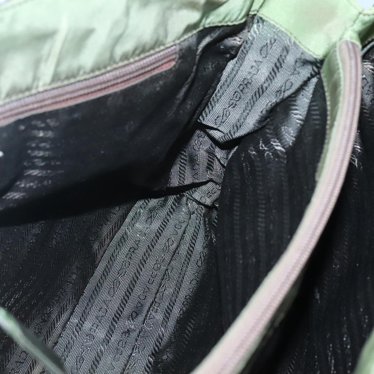 PRADA Shoulder Bag Nylon Khaki Silver Auth bs24489