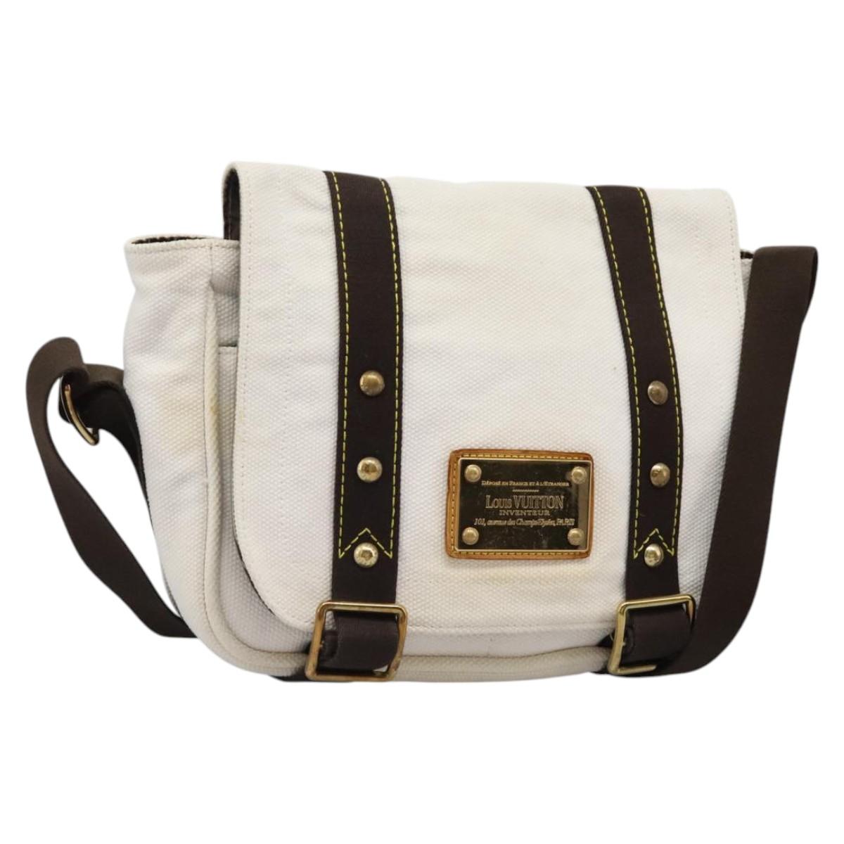 LOUIS VUITTON Antigua Buzas PM Shoulder Bag Canvas White M40042 Auth bs24492