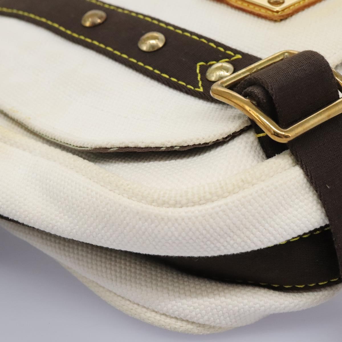 LOUIS VUITTON Antigua Buzas PM Shoulder Bag Canvas White M40042 Auth bs24492