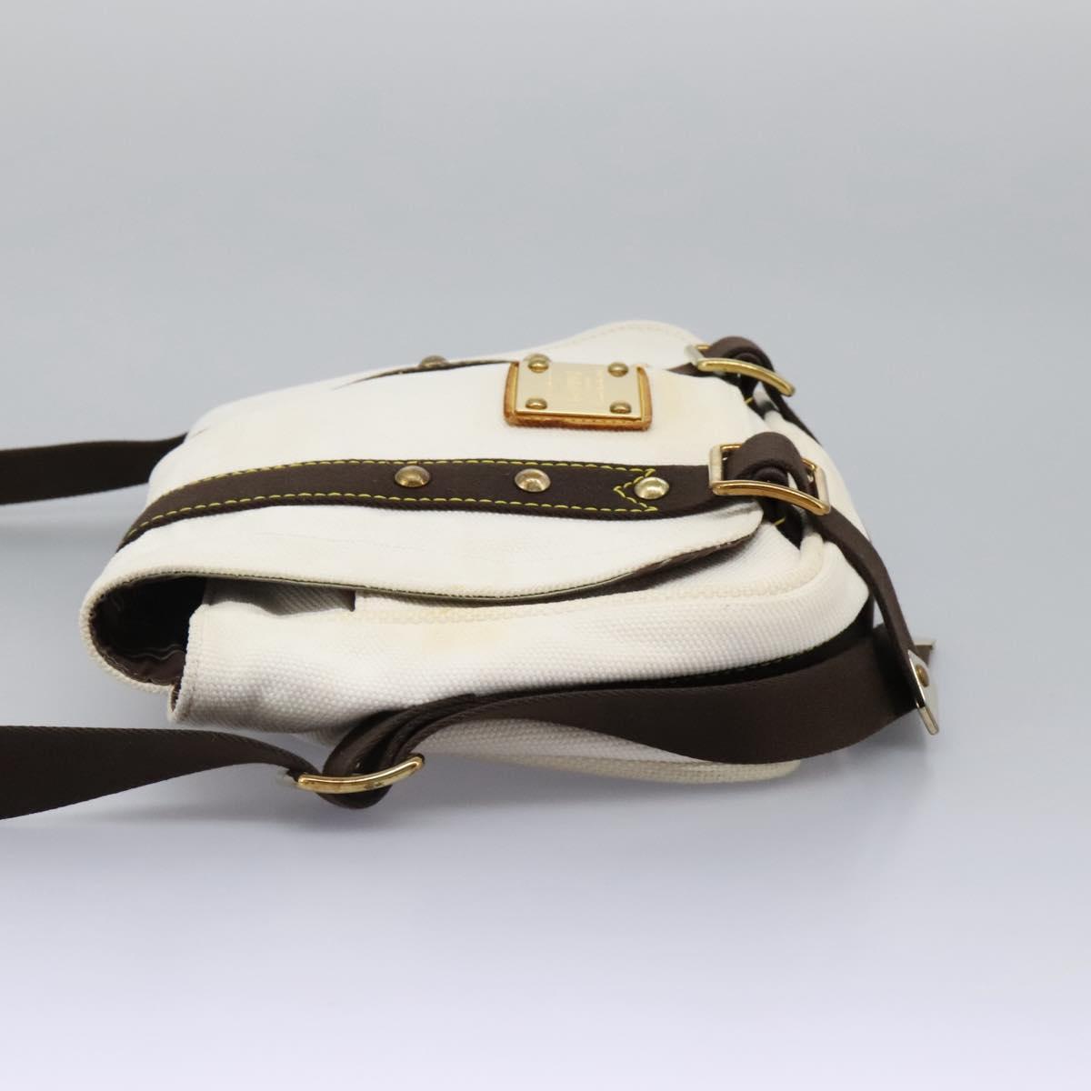 LOUIS VUITTON Antigua Buzas PM Shoulder Bag Canvas White M40042 Auth bs24492