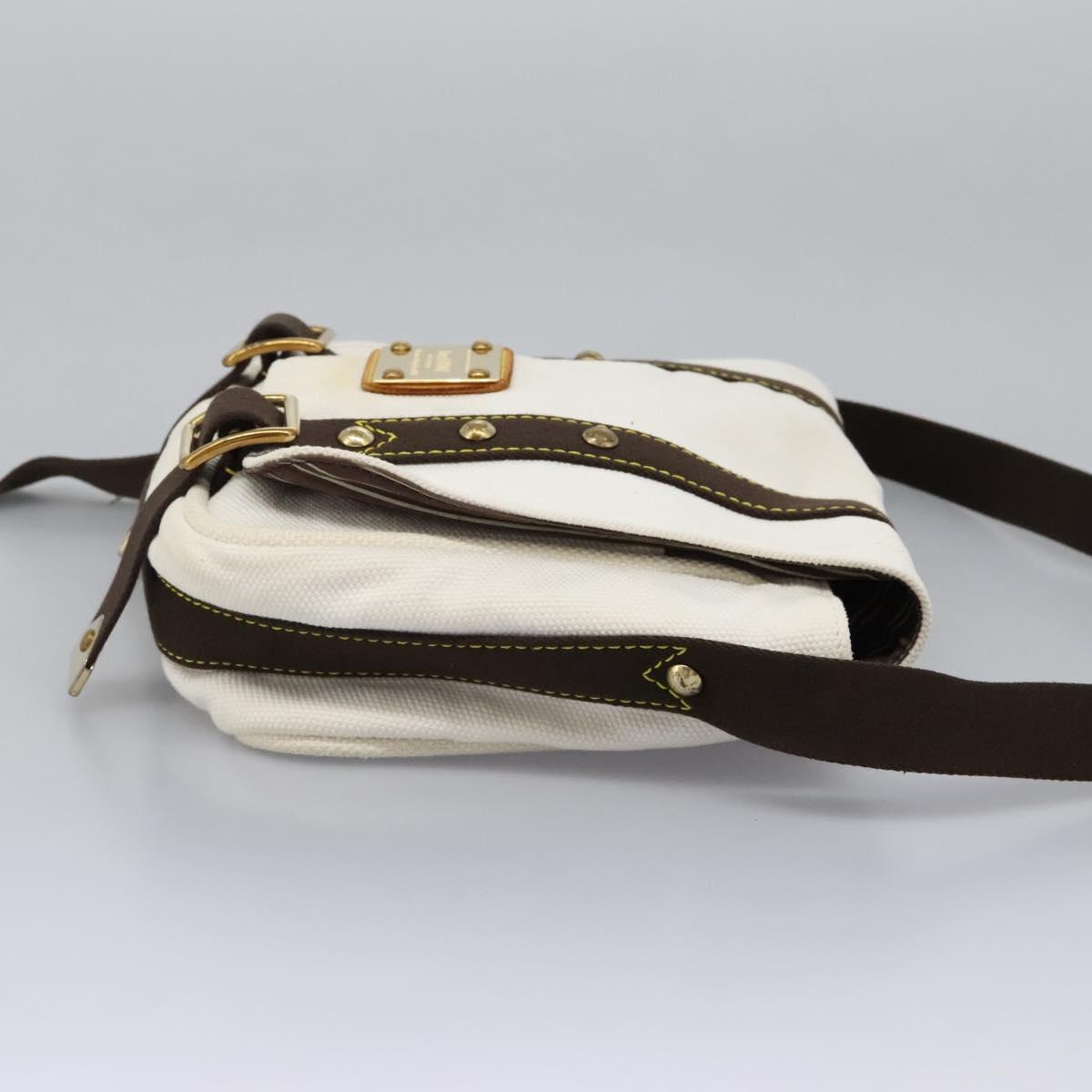 LOUIS VUITTON Antigua Buzas PM Shoulder Bag Canvas White M40042 Auth bs24492