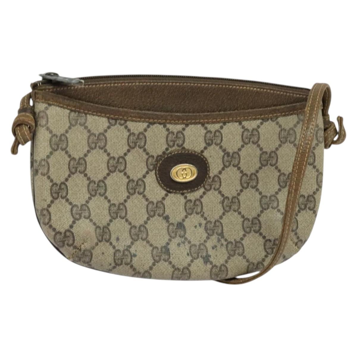GUCCI GG Supreme Shoulder Bag PVC Leather Beige Gold 73 001 4642 Auth bs24520