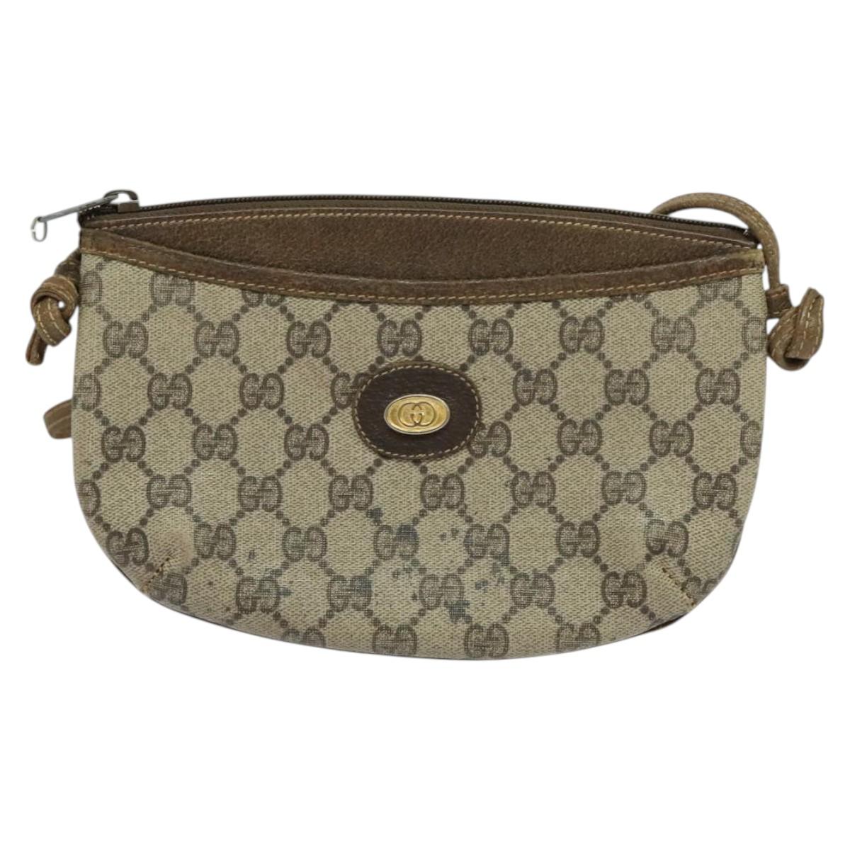 GUCCI GG Supreme Shoulder Bag PVC Leather Beige Gold 73 001 4642 Auth bs24520