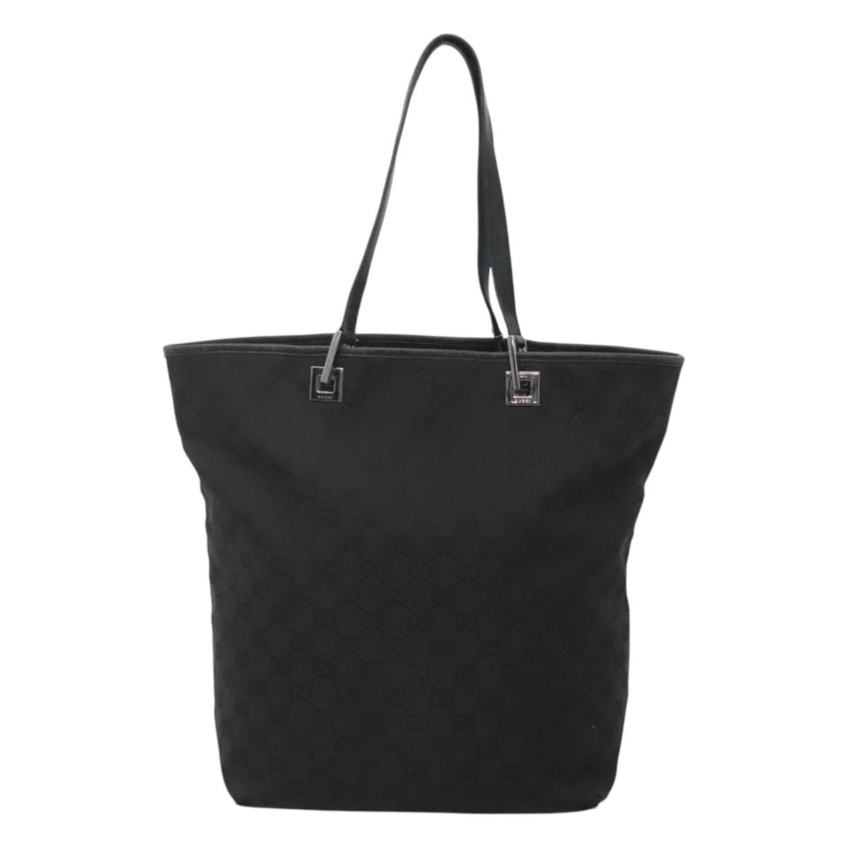 GUCCI GG Canvas Tote Bag Black Silver 31243 Auth bs24537