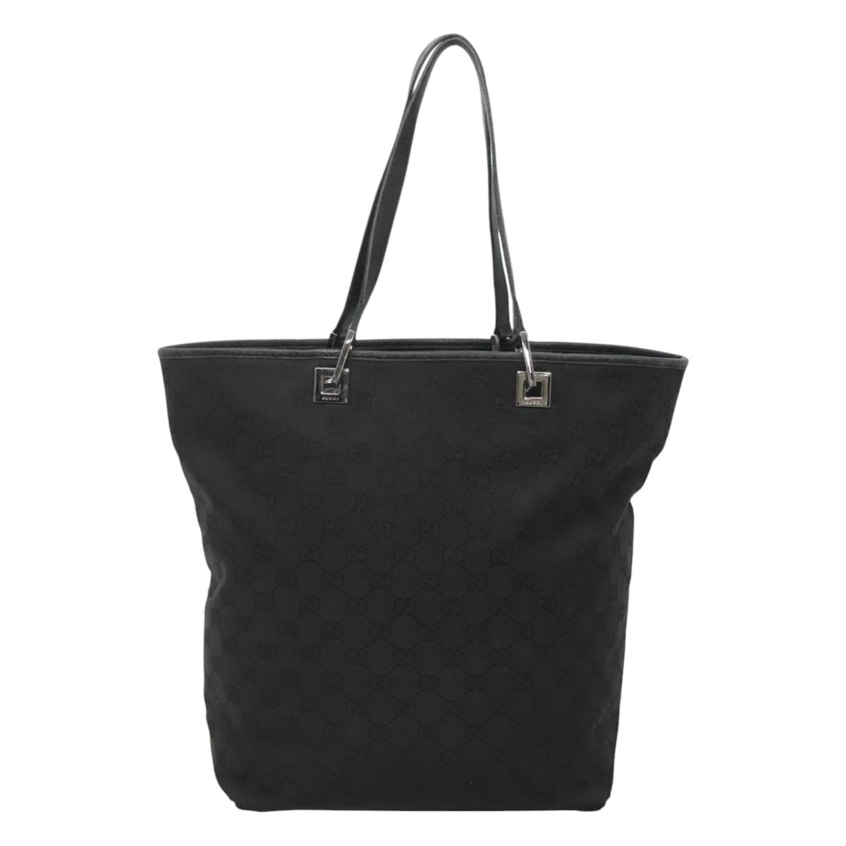 GUCCI GG Canvas Tote Bag Black Silver 31243 Auth bs24537